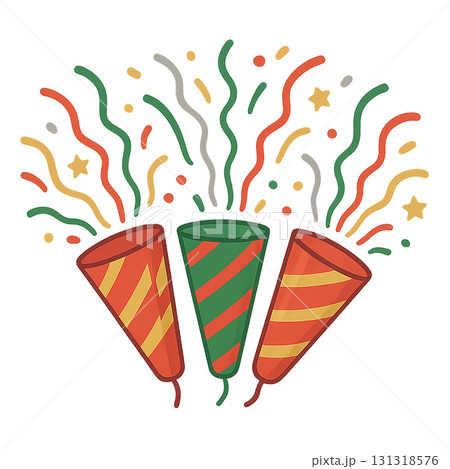 クラッカーのイラスト素材｜パーティー・お祝い・透過PNG 131318576