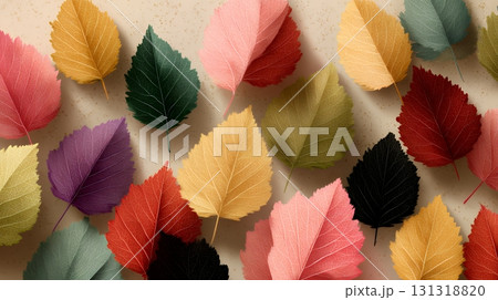 秋の紅葉の葉のフラットな背景画像