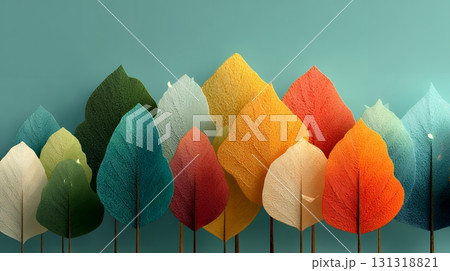 秋の紅葉の葉のフラットな背景画像