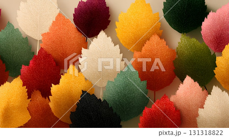 秋の紅葉の葉のフラットな背景画像