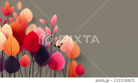 秋の紅葉の葉のフラットな背景画像