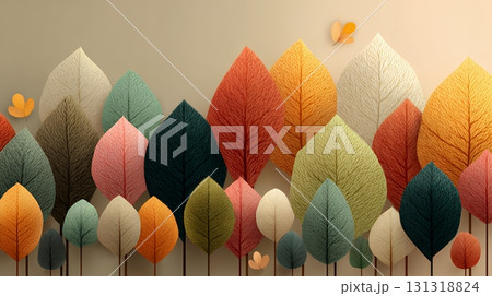 秋の紅葉の葉のフラットな背景画像