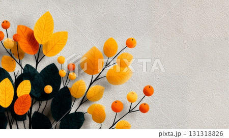 秋の紅葉の葉のフラットな背景画像