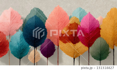 秋の紅葉の葉のフラットな背景画像