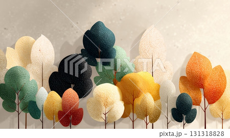 秋の紅葉の葉のフラットな背景画像