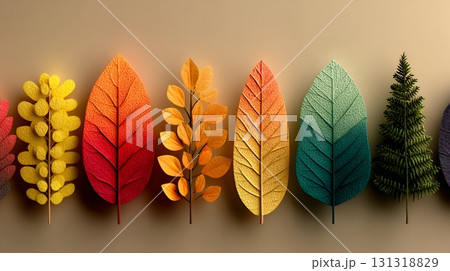 秋の紅葉の葉のフラットな背景画像