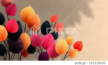 秋の紅葉の葉のフラットな背景画像