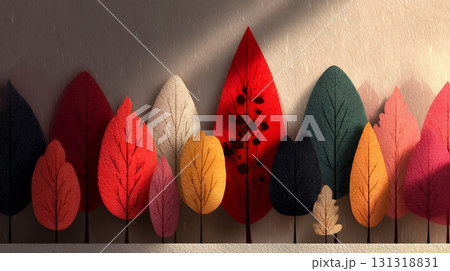 秋の紅葉の葉のフラットな背景画像