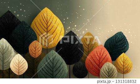 秋の紅葉の葉のフラットな背景画像 131318832