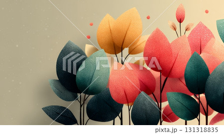 秋の紅葉の葉のフラットな背景画像