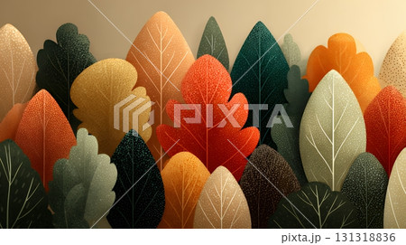 秋の紅葉の葉のフラットな背景画像