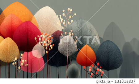 秋の紅葉の葉のフラットな背景画像