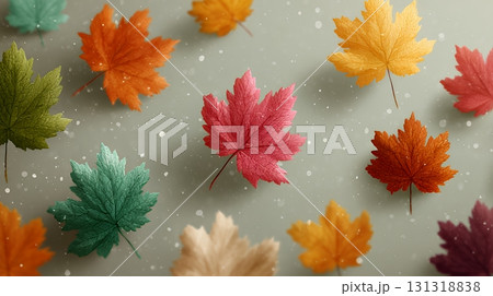 秋の紅葉の葉のフラットな背景画像