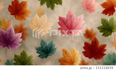 秋の紅葉の葉のフラットな背景画像