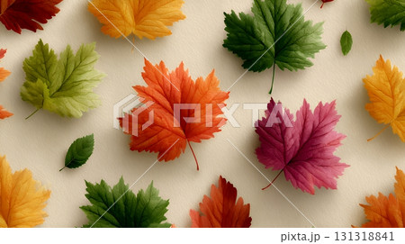 秋の紅葉の葉のフラットな背景画像