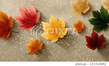 秋の紅葉の葉のフラットな背景画像