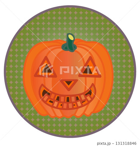 円形背景つきハロウィーンのイラストジャコランタン 131318846