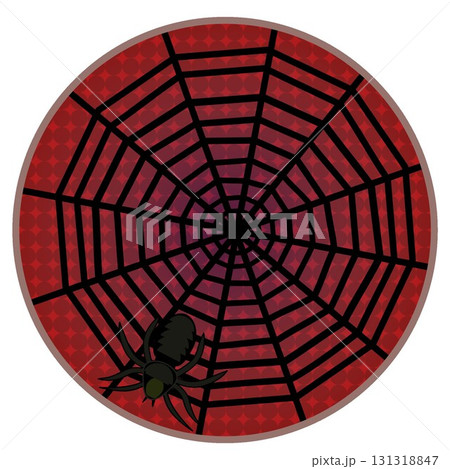 円形背景つきハロウィーンのイラスト蜘蛛の巣 131318847