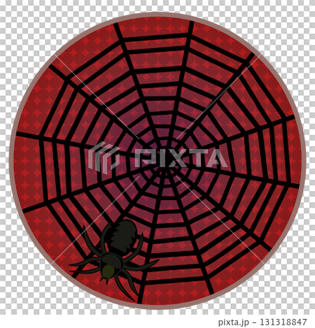 円形背景つきハロウィーンのイラスト蜘蛛の巣 131318847