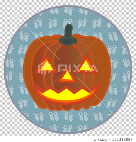 円形背景つきハロウィーンのイラストジャコランタン 円形背景つきハロウィーンのイラストジャコランタン 131318887
