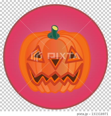 円形背景つきハロウィーンのイラストジャコランタン 131318971