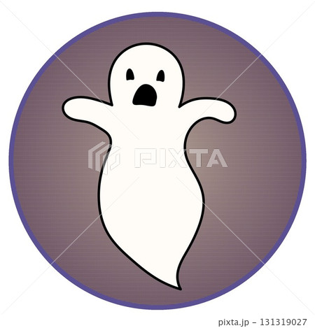 円形背景つきハロウィーンのイラストゴースト 円形背景つきハロウィーンのイラストゴースト 131319027