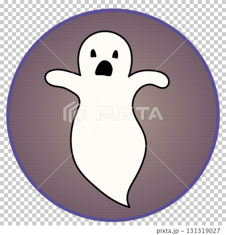 円形背景つきハロウィーンのイラストゴースト 円形背景つきハロウィーンのイラストゴースト 131319027