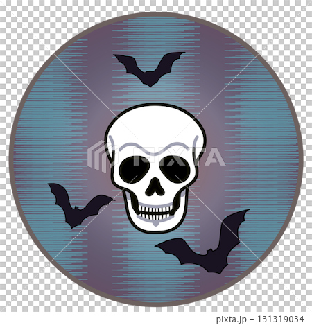 帶有圓形背景、蝙蝠和頭骨的萬聖節插圖 帶有圓形背景、蝙蝠和頭骨的萬聖節插圖 131319034