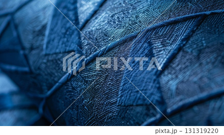 Blue fabric texture showing woven threads and seams 131319220