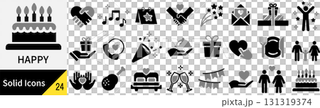 Vector happiness silhouette icon set 131319374