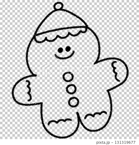 聖誕薑餅的可愛插圖（單色） 131319677