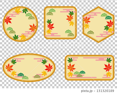 花狀秋葉和松樹標籤 3 131320189