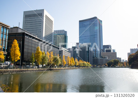 お堀と高層ビル街の秋景色 お堀と高層ビル街の秋景色 131320320