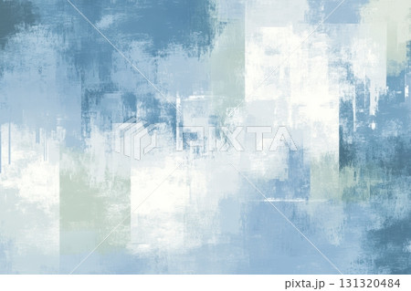 Abstract painting showcasing shades of blue and white with a textured feel 131320484