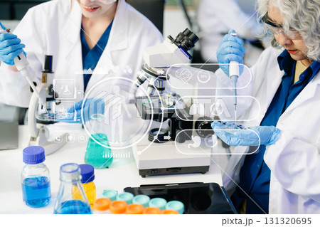 Dynamic science lab where a team of scientists collaborates on research, testing, and innovation Dynamic science lab where a team of scientists collaborates on research, testing, and innovation 131320695