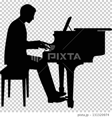 silhouette of musician playing piano 131320974
