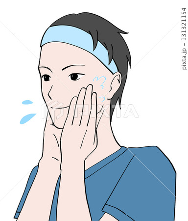 化粧水を塗る男性のイラスト 131321154
