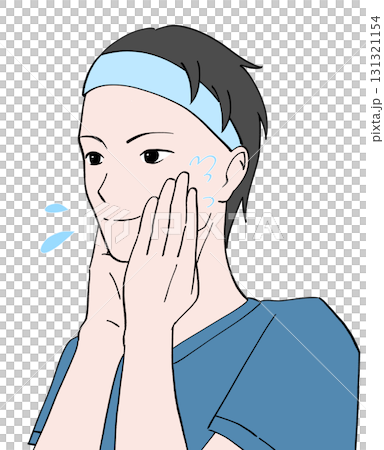 一名男子塗抹乳液的插圖 131321154