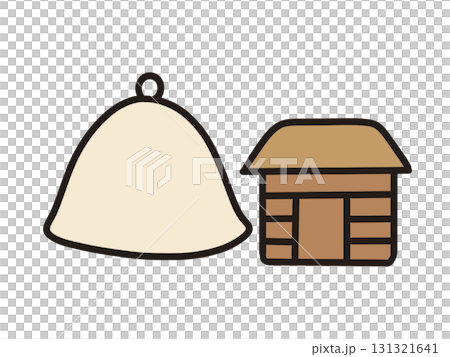 Simple sauna hat and sauna facility illustration 131321641