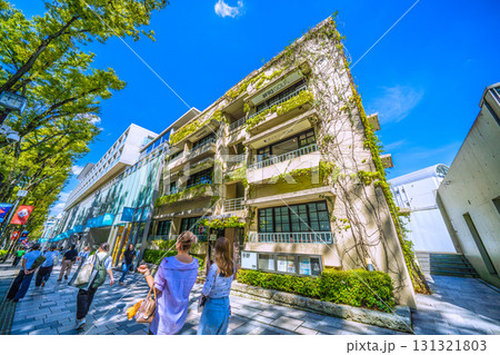 日本の東京都市景観 東京・表参道の緑溢れる並木や表参道ヒルズ・同潤館などを望む 131321803