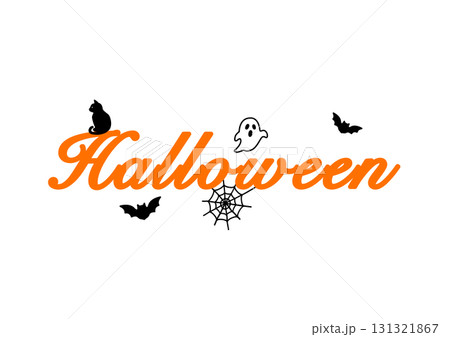 ハロウィン　ロゴのイラスト　素材,アイコン,タイポグラフィ,かわいい,シンプル,ポップ,10月,秋 131321867