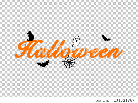 ハロウィン　ロゴのイラスト　素材,アイコン,タイポグラフィ,かわいい,シンプル,ポップ,10月,秋 131321867