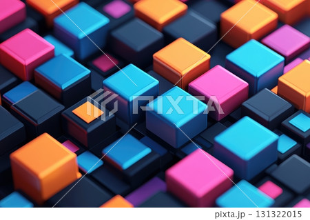 Colorful geometric blocks create vibrant...のイラスト素材 [131322015] - PIXTA