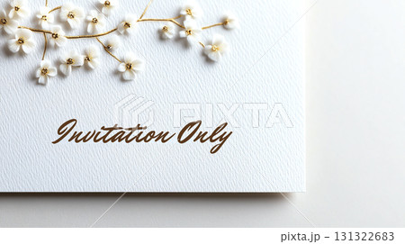 Elegant invitation card with floral design and gold accents 131322683