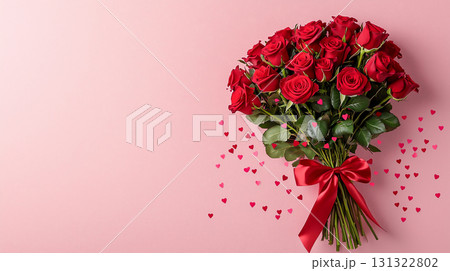 bouquet of vibrant red roses tied with silk ribbon, perfect for romance bouquet of vibrant red roses tied with silk ribbon, perfect for romance 131322802