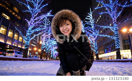 冬のイルミネーションと雪景色を楽しむ人々 札幌の観光とライフスタイル 冬のイルミネーションと雪景色を楽しむ人々 札幌の観光とライフスタイル 131323180