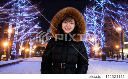 冬のイルミネーションと雪景色を楽しむ人々 札幌の観光とライフスタイル 冬のイルミネーションと雪景色を楽しむ人々 札幌の観光とライフスタイル 131323183