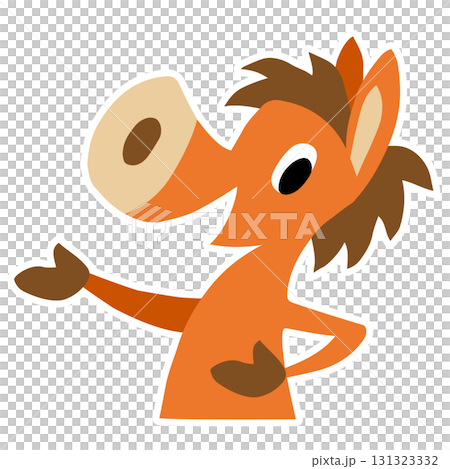 Hand-drawn relaxed horse character (New Year's, zodiac, horse, happy new year) 131323332