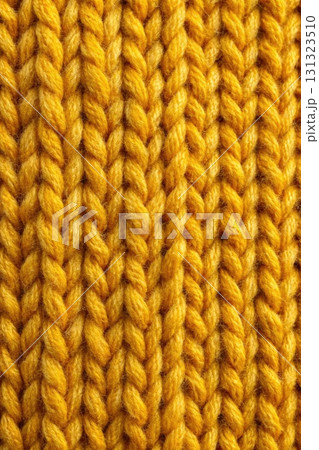 Close Up of Mustard Yellow Knitted Fabric. Generative AI Close Up of Mustard Yellow Knitted Fabric. Generative AI 131323510