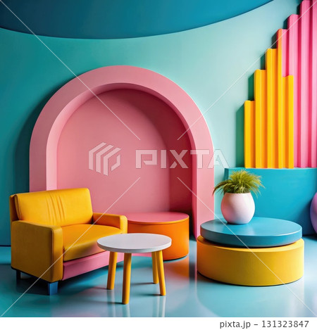 Vibrant Room With Couch and Table. Generative AI 131323847